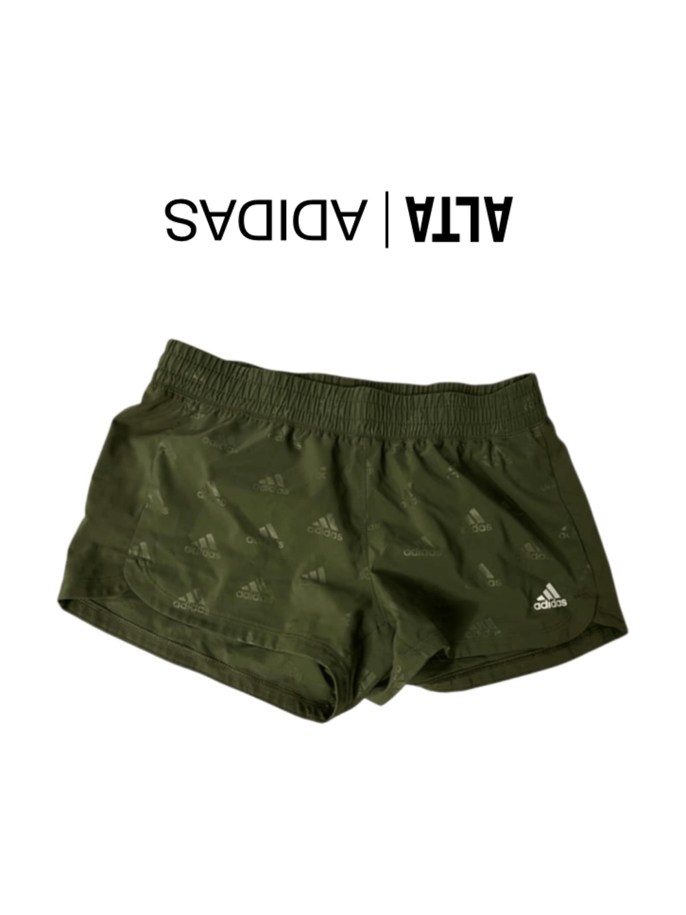 adidas Kids Olive Green Athletic Shorts with Logo Print